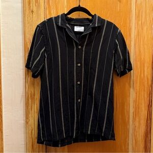 Black and White Striped Collared Men’s Shirt